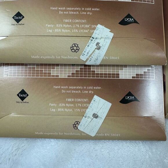 Nordstrom Control Panty Sheer Nylons Set Of 3 Black Beige Sheer Toes Size C New - Picture 6 of 6